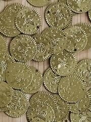 Ince Metalik Kaplama Tuğra Plastik Pul 20mm. Tahmini 100 Adet Civarı. Gold.