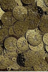 Ince Metalik Kaplama Tuğra Plastik Pul 20mm. Tahmini 100 Adet Civarı. Gold.