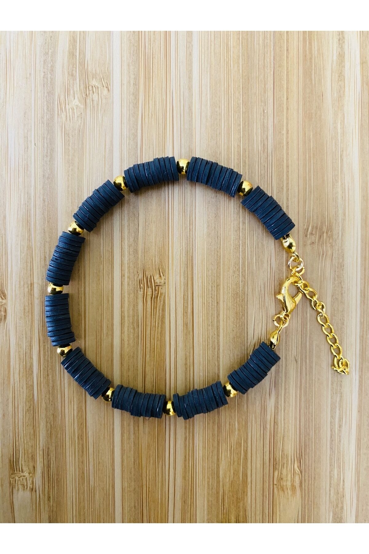 Fimo Bileklik Sarı Ara 4 No Boncuklu. Sarı Siyah.