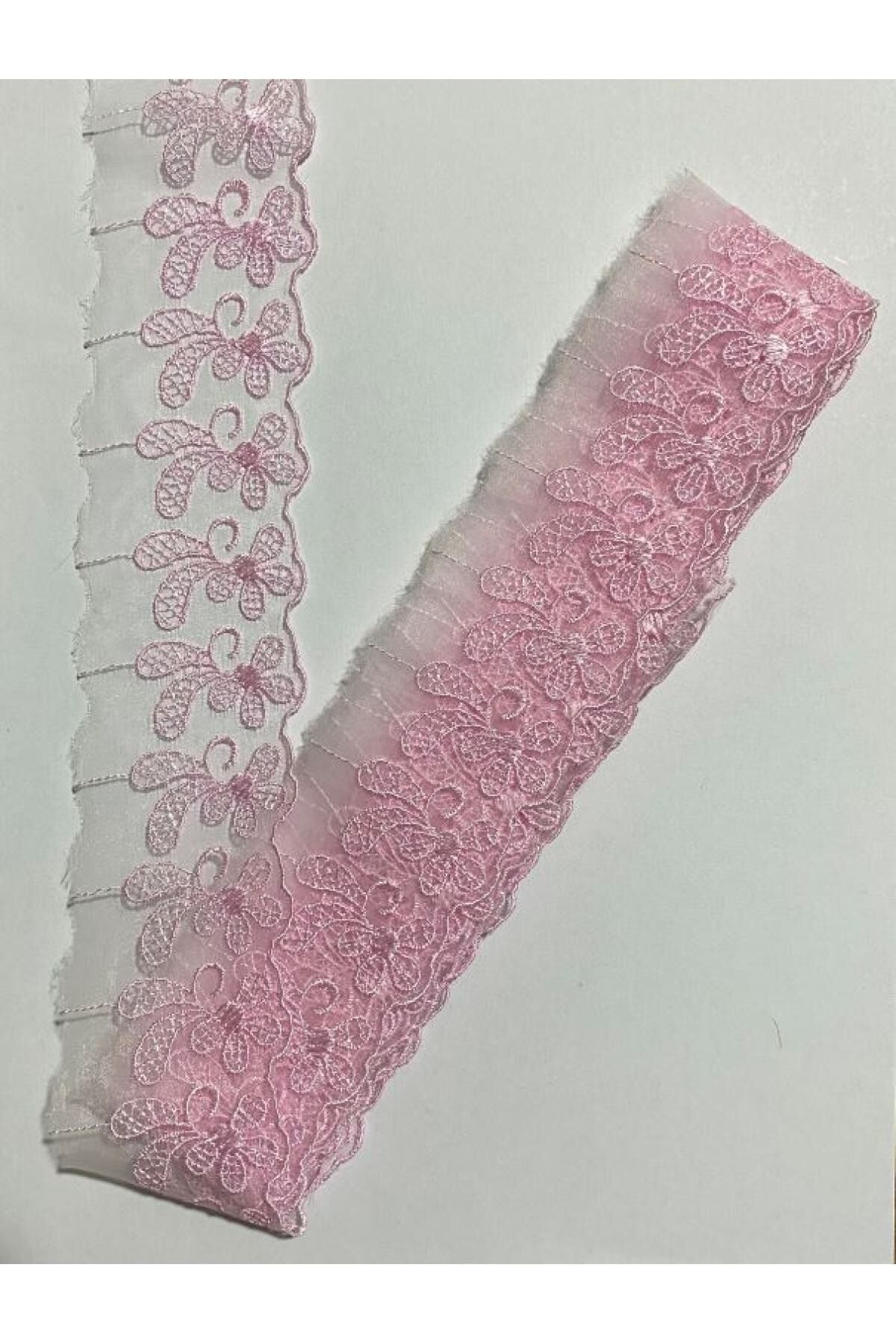 Fisto Tül Güpür 5cmx3,5metre. Pembe.