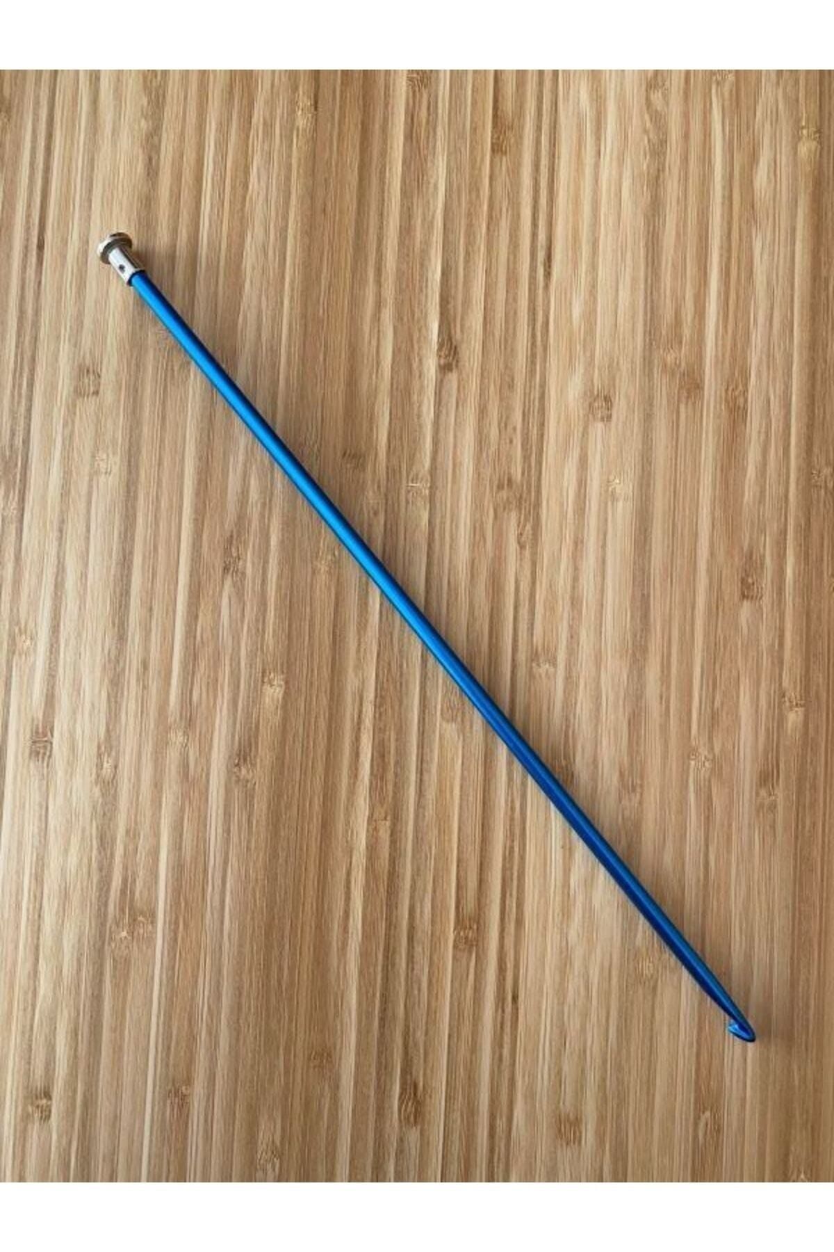 Tunus Işi Renkli Metal Kısa Gagalı Örgü Şiş. 25cm. Mavi.