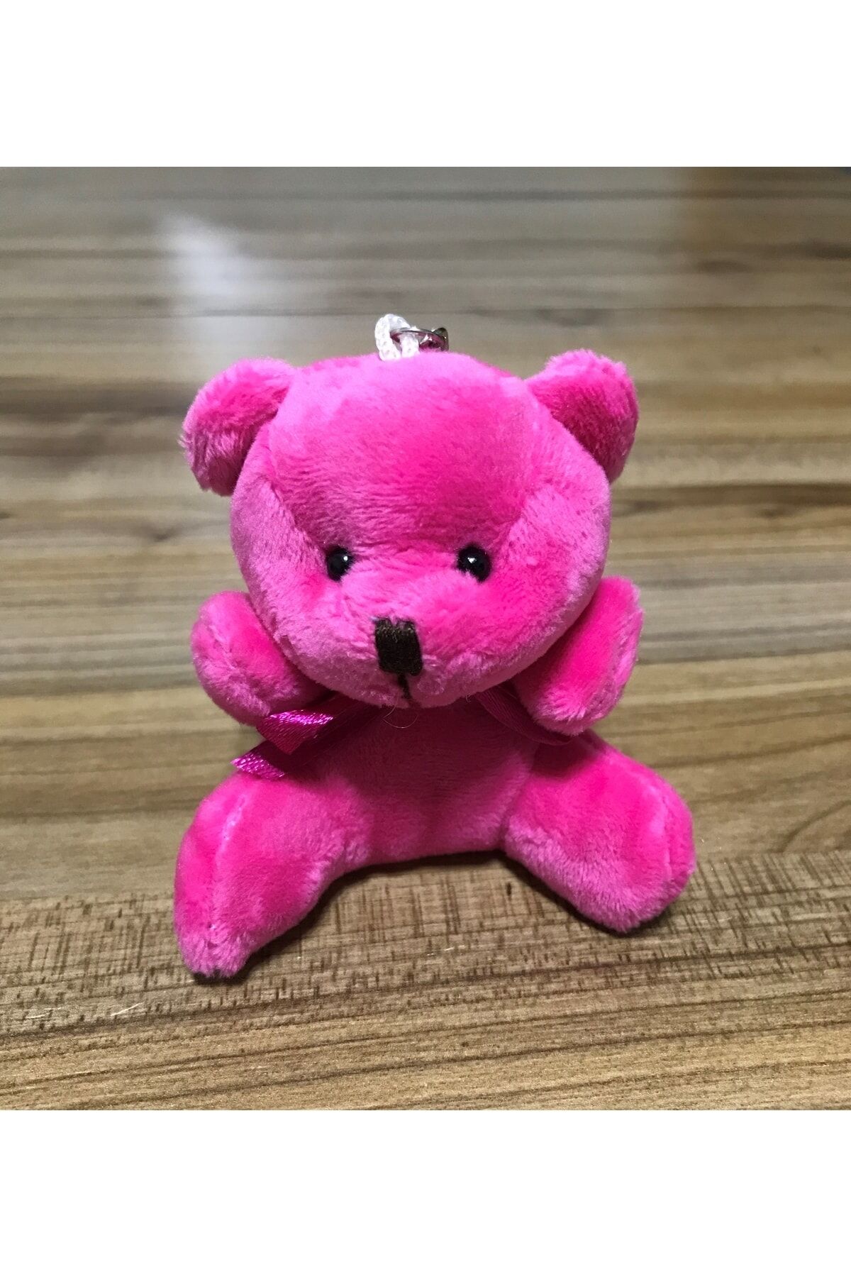 Fiyonklu Sevimli Ayıcık Anahtarlık. Fuşya.