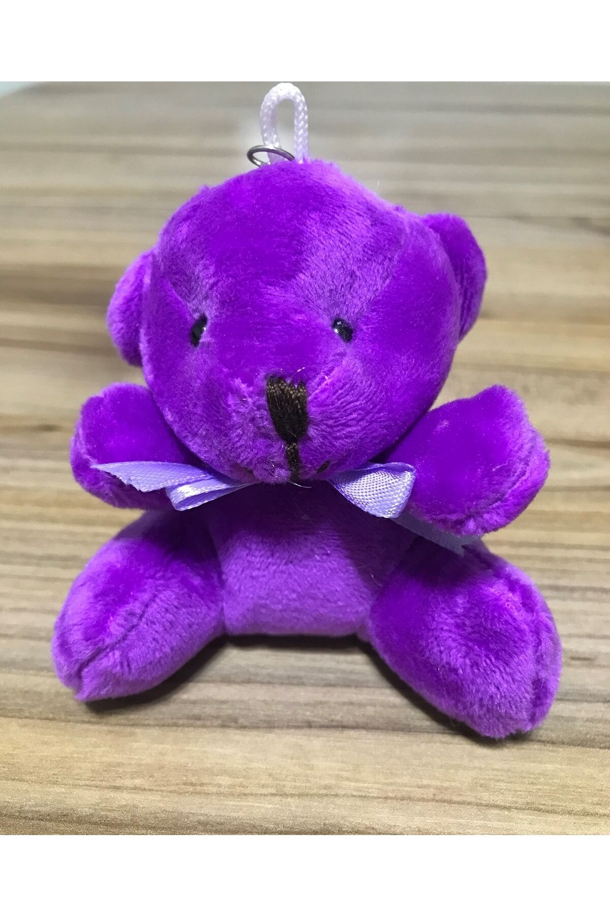 Fiyonklu Sevimli Ayıcık Anahtarlık. Mor.