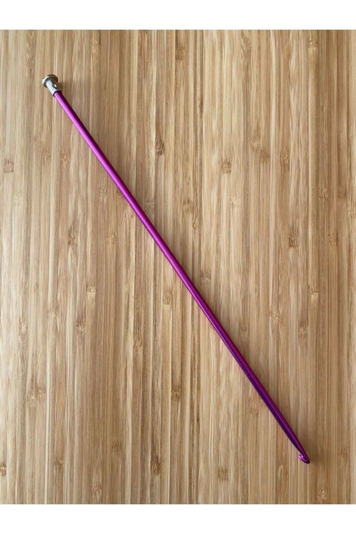 Tunus İşi Renkli Metal Uzun Gagalı Örgü Şiş Mor 35cm