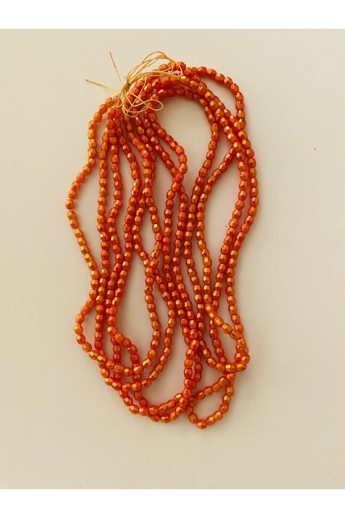 Metalik Altıgen Boncuk No:4. Paket 2 Dizi. Batik Turuncu