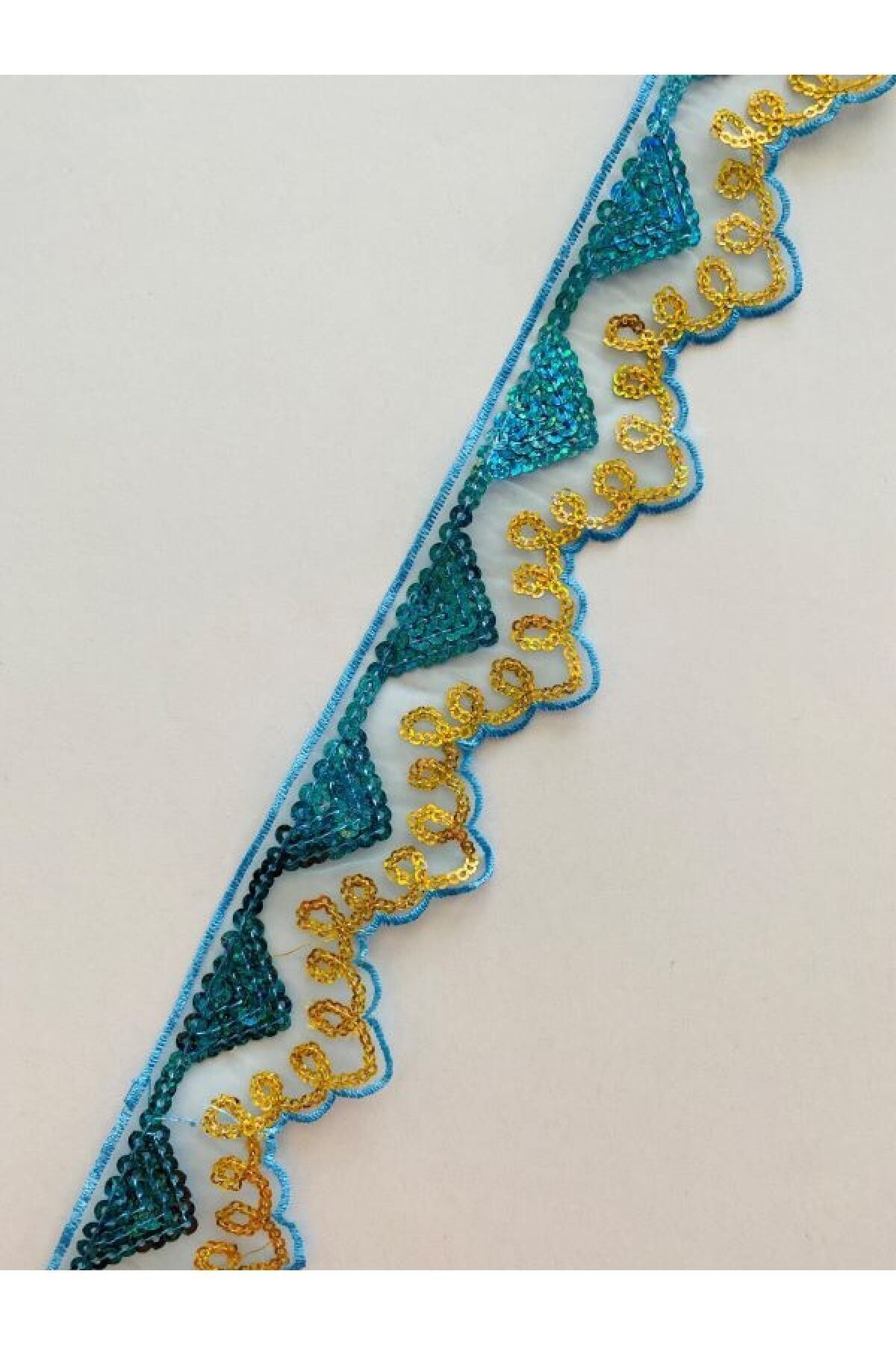 Pullu Organze Güpür 5cm X 3,5metre. Turkuaz.