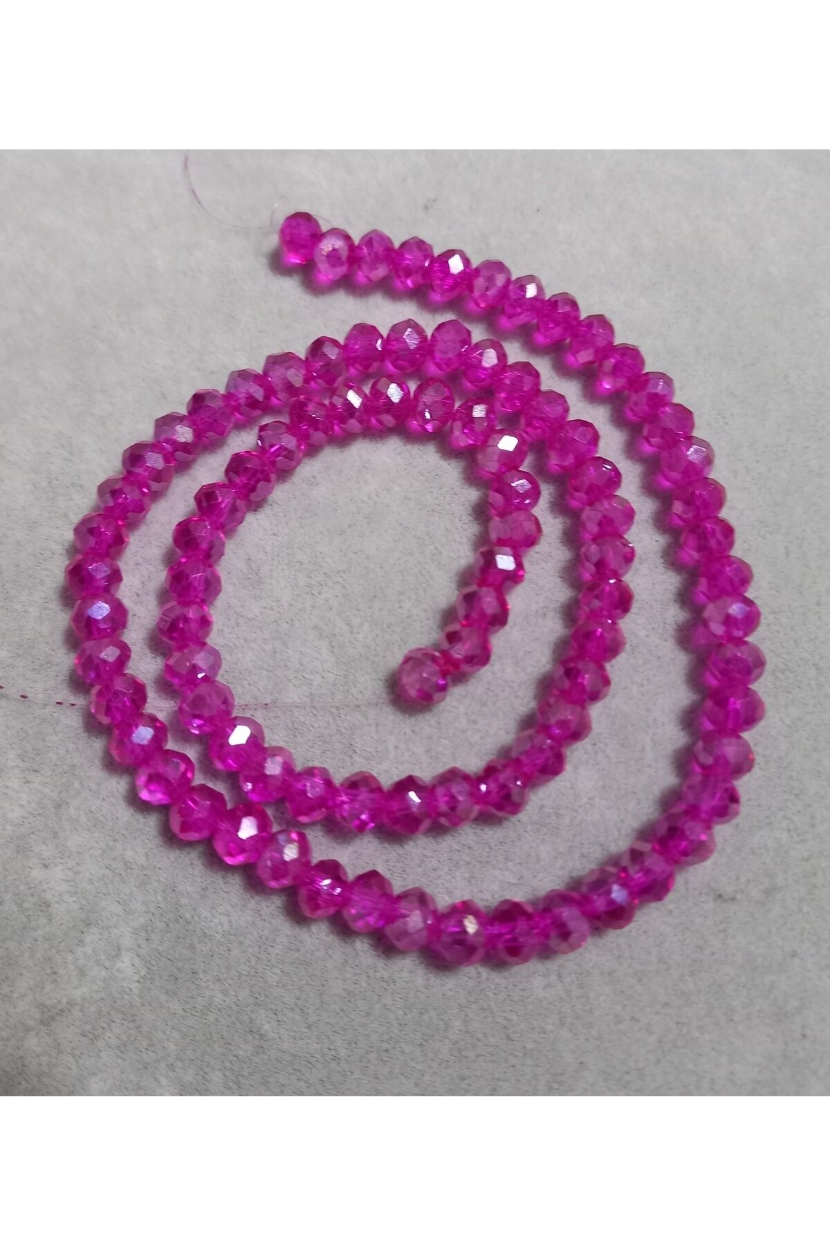 Fuşya Basık Kristal Boncuk 6mm 1dizi No.4