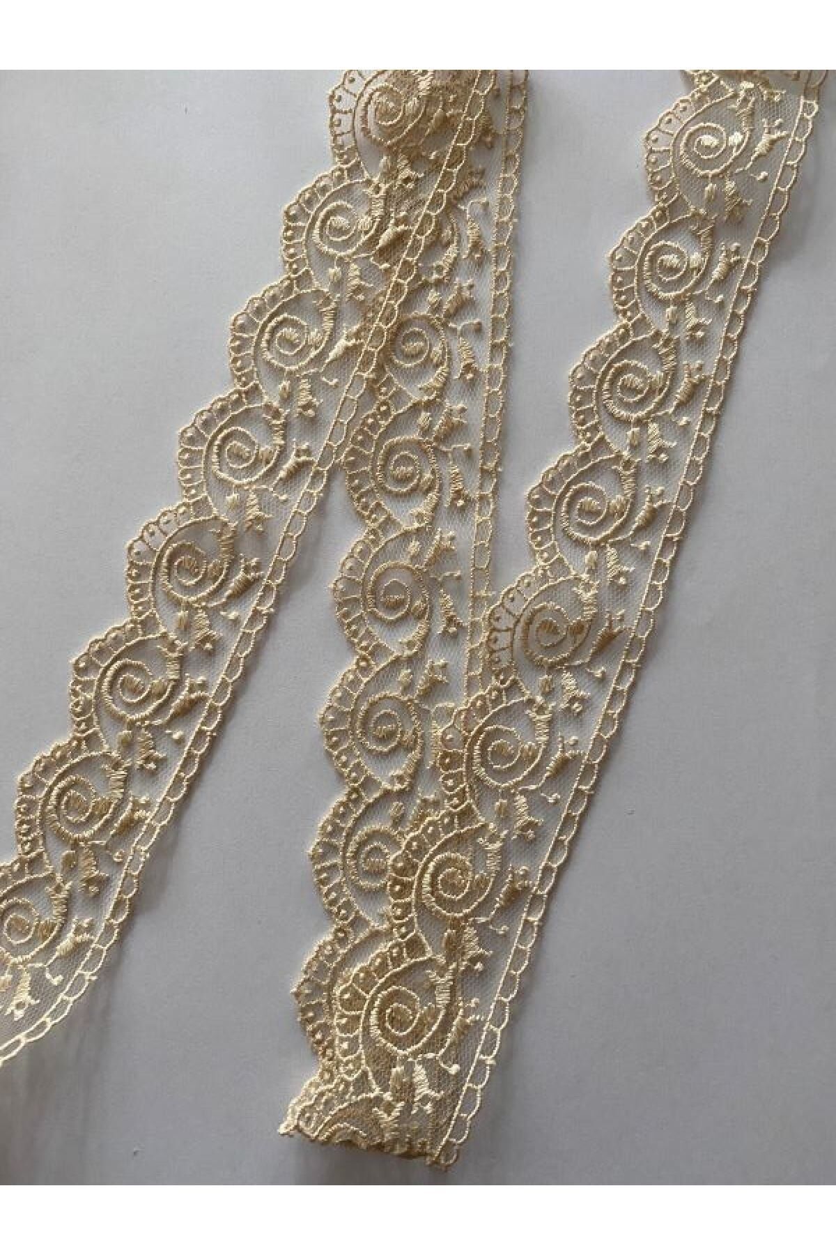 Tül Güpür 3.7cmx9metre. Kapuçino.