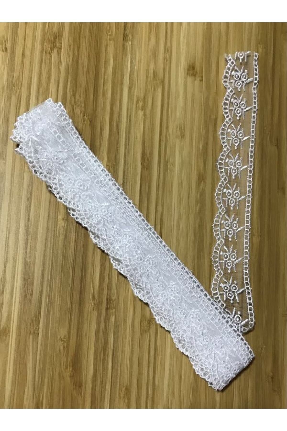 Tül Güpür 4cmx9metre. Beyaz.