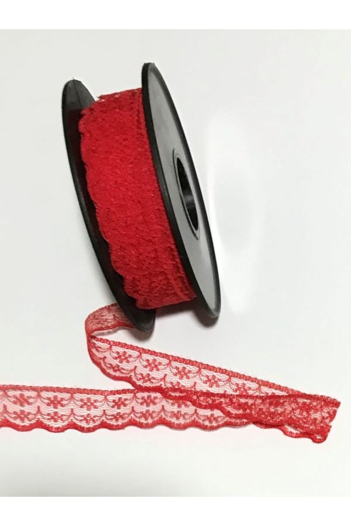 Tül Güpür. (fisto) 2.5cm. 4 Metre. Kırmızı.