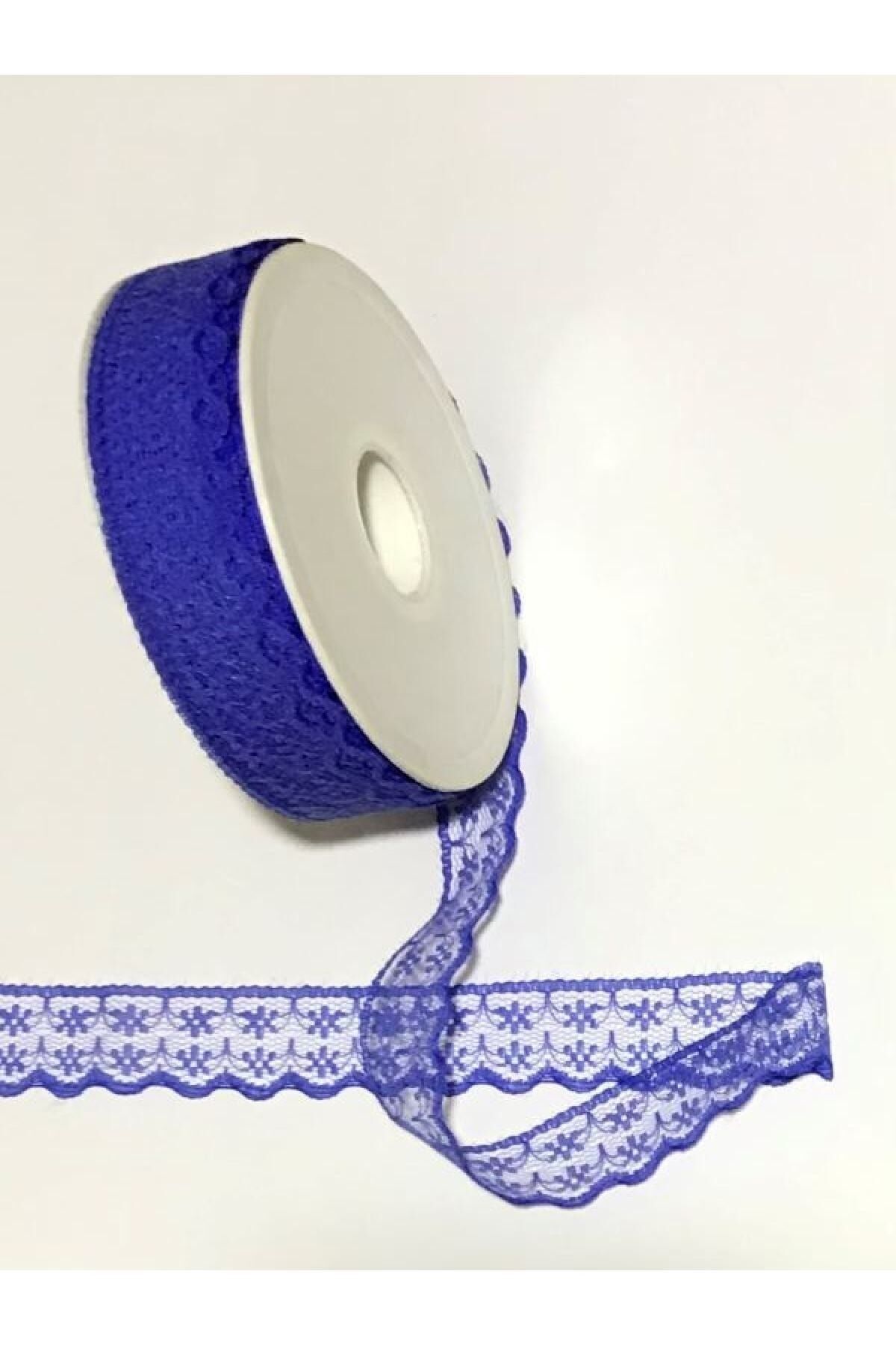 Tül Güpür. (fisto) 2.5cm. 4 Metre. Mavi