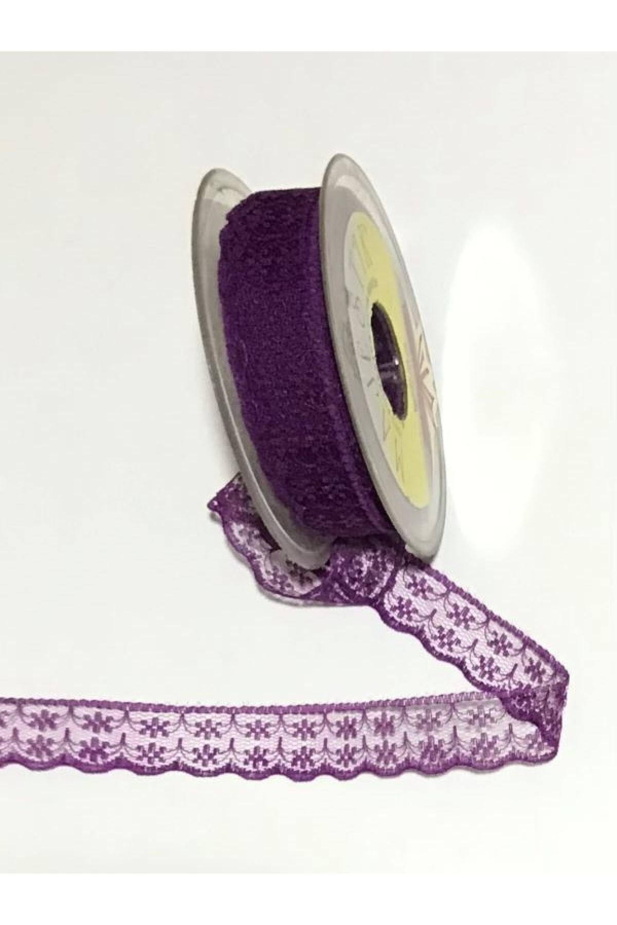 Tül Güpür. (fisto) 2.5cm. 4 Metre. Mor.