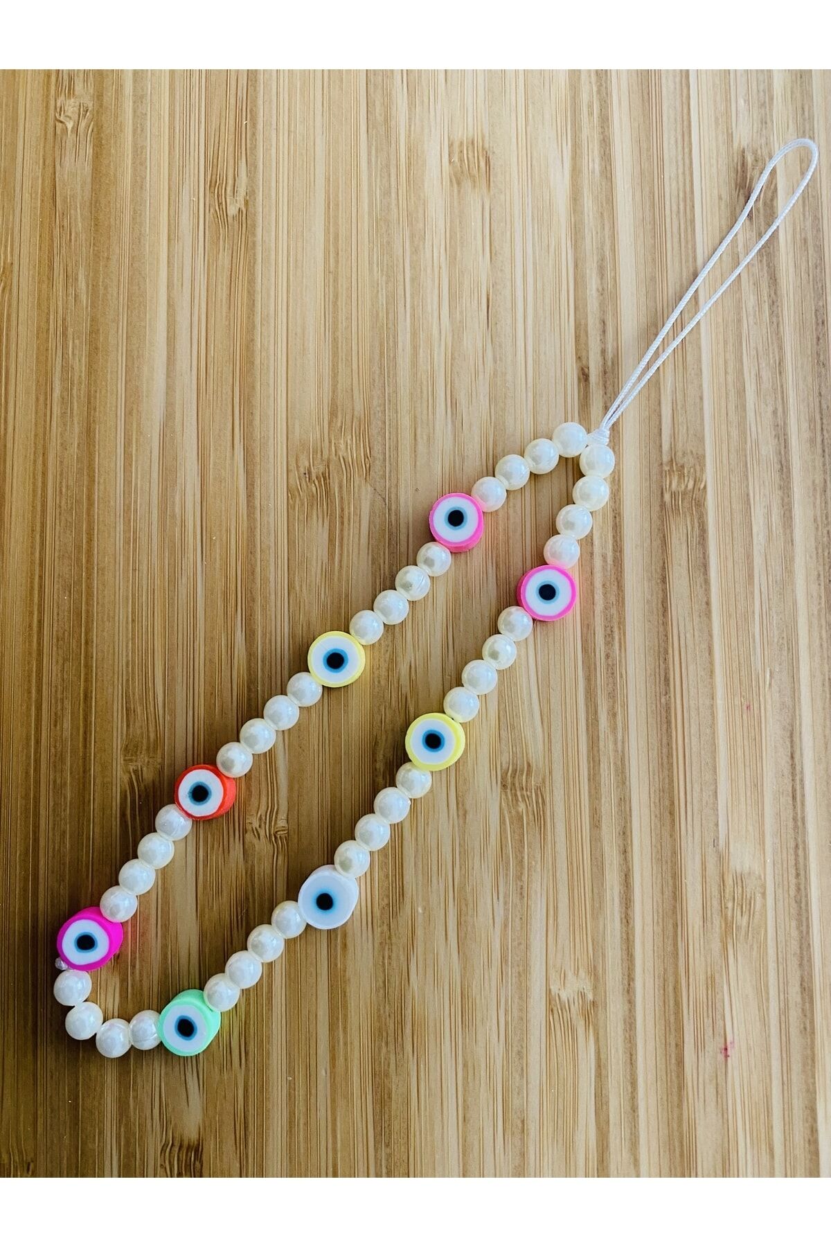 Cep Telefonu Aksesuarı Askı Kristal Fimo Ve Plastik Inci Boncuklu Charm.