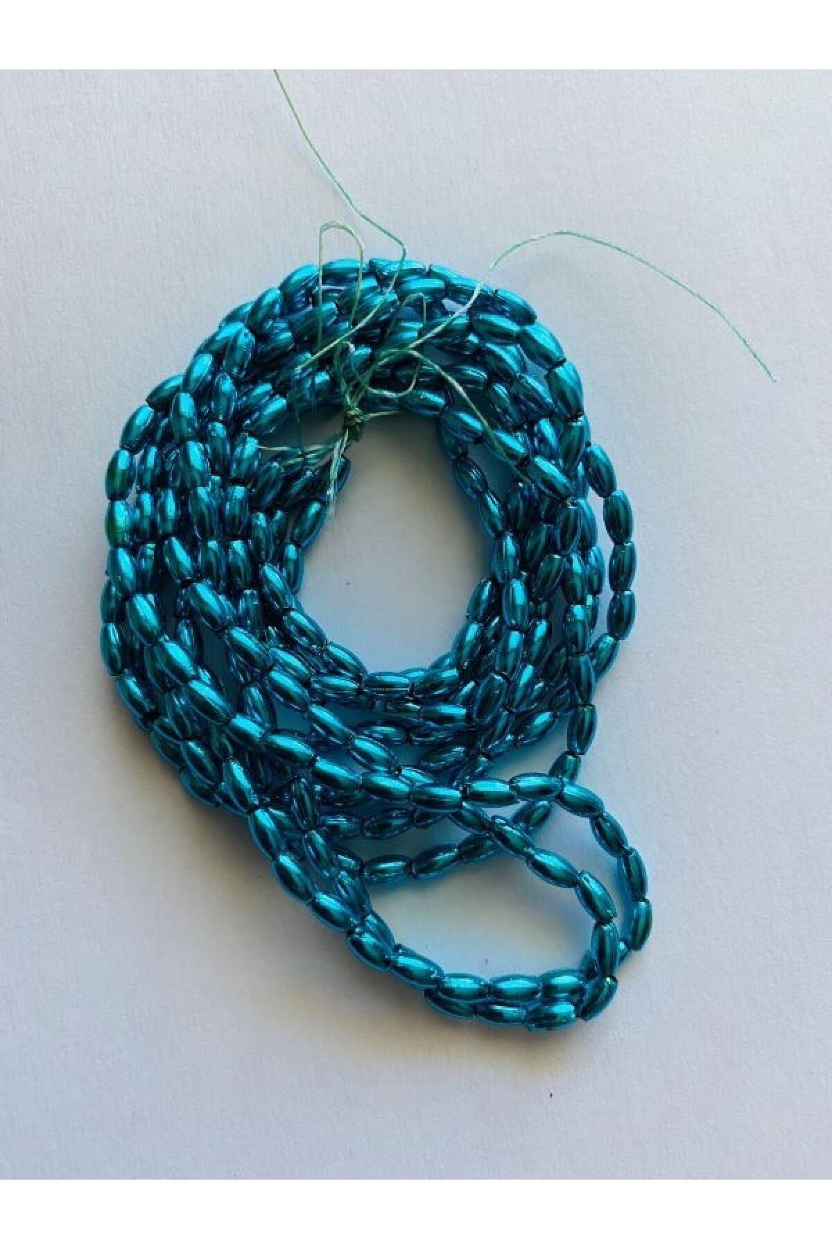 Metalik Kaplama Plastik Arpa Boncuk 3x6 mm. Turkuaz 4 Dizi.