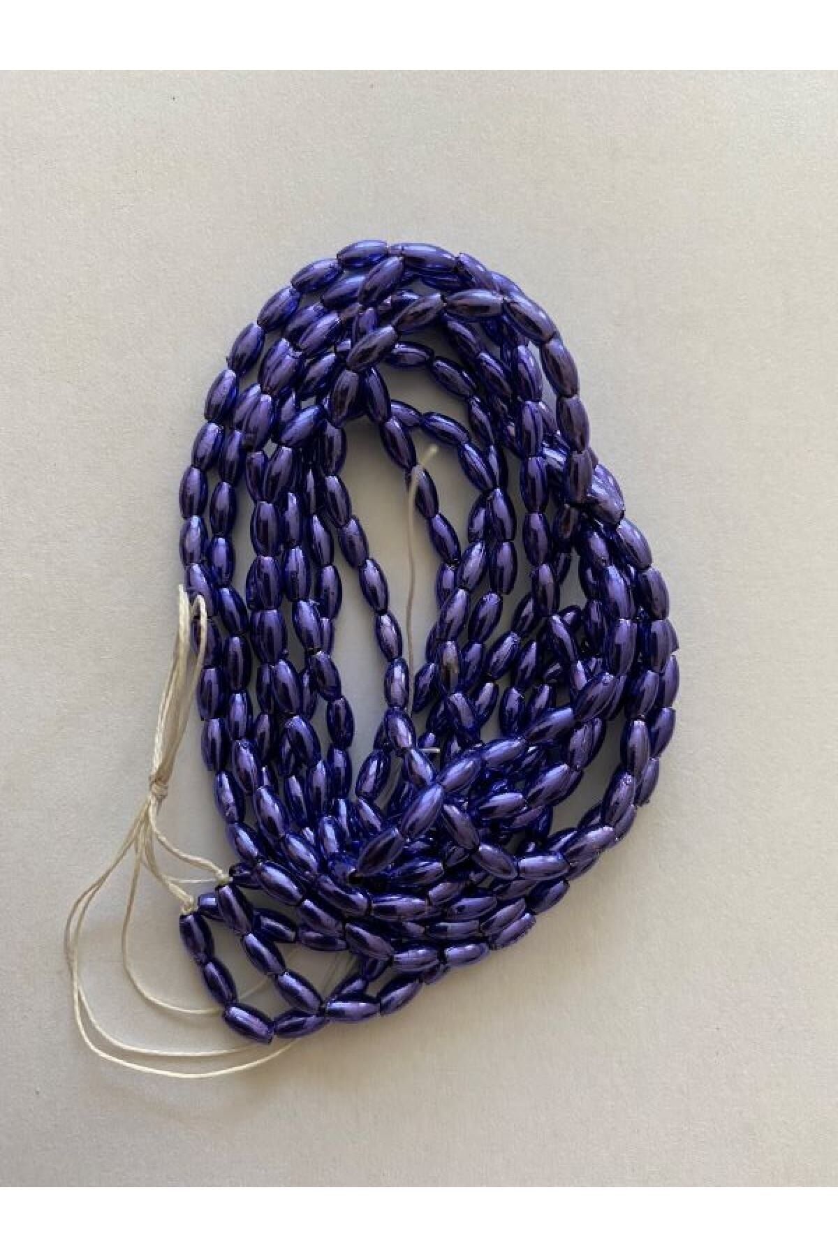 Metalik Kaplama Plastik Arpa Boncuk Oya, Abiye, Patik ve havlu işleme. 3x6 mm. 4 Dizi. Parliament.