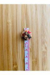 Gelincik Desen Boyama Doğal Ahşap Düğme 15 mm.  5'li Paket. Gelincik.