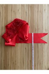 Geniş, Güpürlü Bel Kemer Takı Kurdele Kırmızı  6cm x 2.25 metre