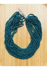 Metalik Petrol Yeşil 12dizi. Kum Boncuk Çekoslovakya, Adana, Hapishane Işi, Iğne Oyası Boncuğu.