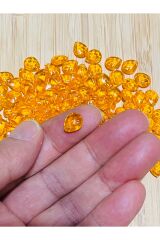 Turuncu Oya, Abiye, Havlu, Takı, Örgü vb. Plastik Gözyaşı Damla Boncuk. 25gr. Tahmini 190 Adet.