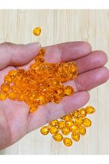Turuncu Oya, Abiye, Havlu, Takı, Örgü vb. Plastik Gözyaşı Damla Boncuk. 25gr. Tahmini 190 Adet.