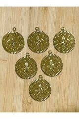 Kulplu Ince Metalik Kaplama Tuğra Plastik Pul 20mm. Tahmini 100 Adet Civarı. Gold.