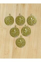 Kulplu Ince Metalik Kaplama Tuğra Plastik Pul 20mm. Tahmini 100 Adet Civarı. Gold.