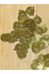 Kulplu Ince Metalik Kaplama Tuğra Plastik Pul 20mm. Tahmini 100 Adet Civarı. Gold.