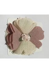 Üç Boyutlu Güllü Gonca Aplik Renk: Pudra/krem