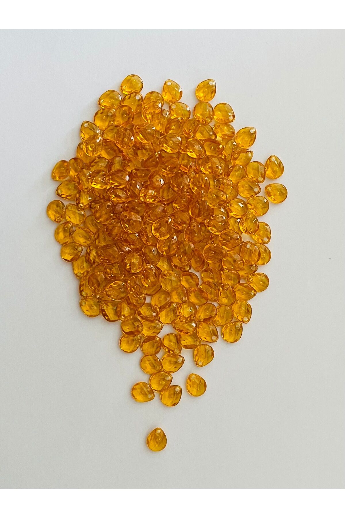 Gold Rengi Oya, Abiye, Takı, Örgü El Işleme Plastik Gözyaşı Damla Boncuk. 25gr. Tahmini 195 Adet.