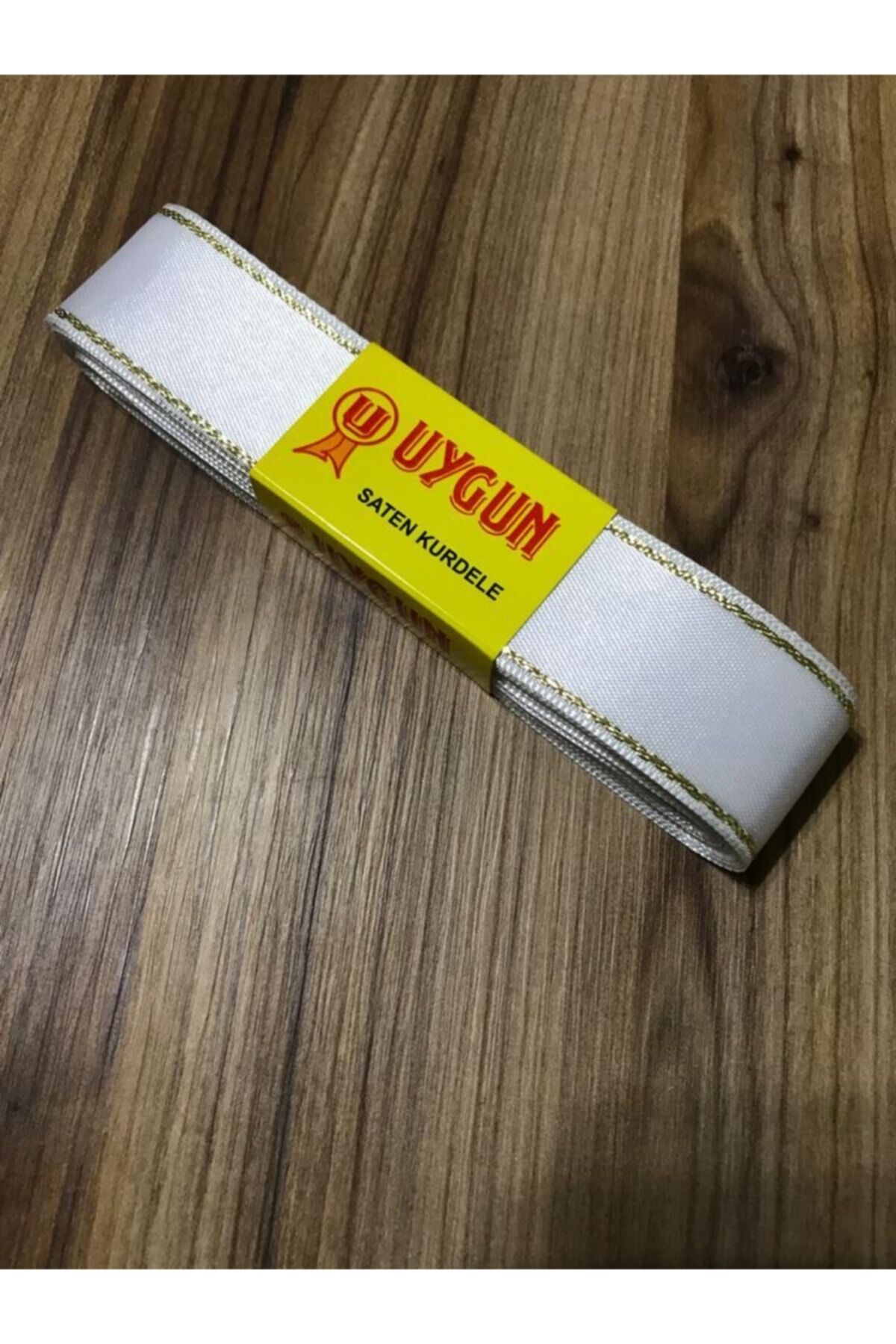 3cm 10metre Gümüş Simli Saten Kurdele. Açık Krem.