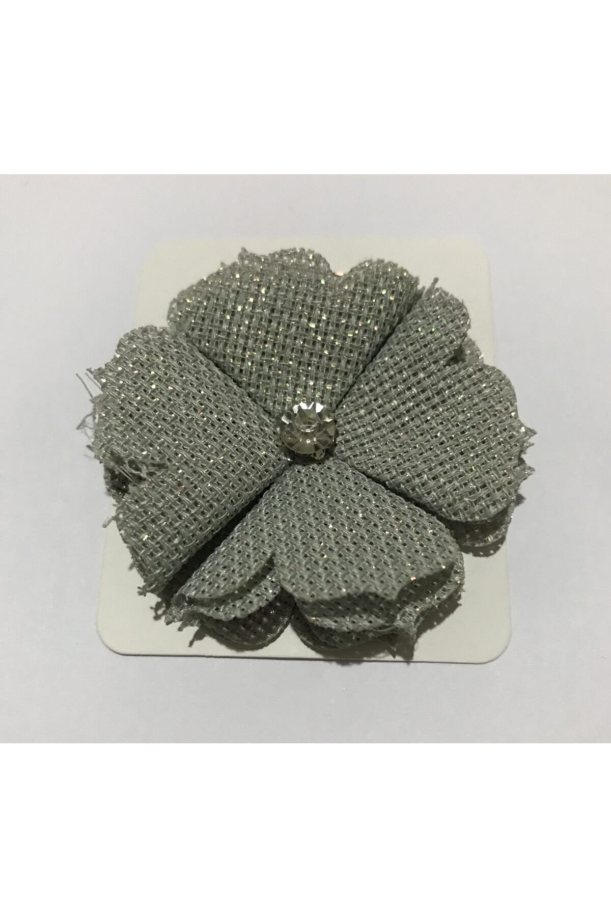 Üç Boyutlu Simli Taşlı Gonca Aplik Renk: Koyu Mint.