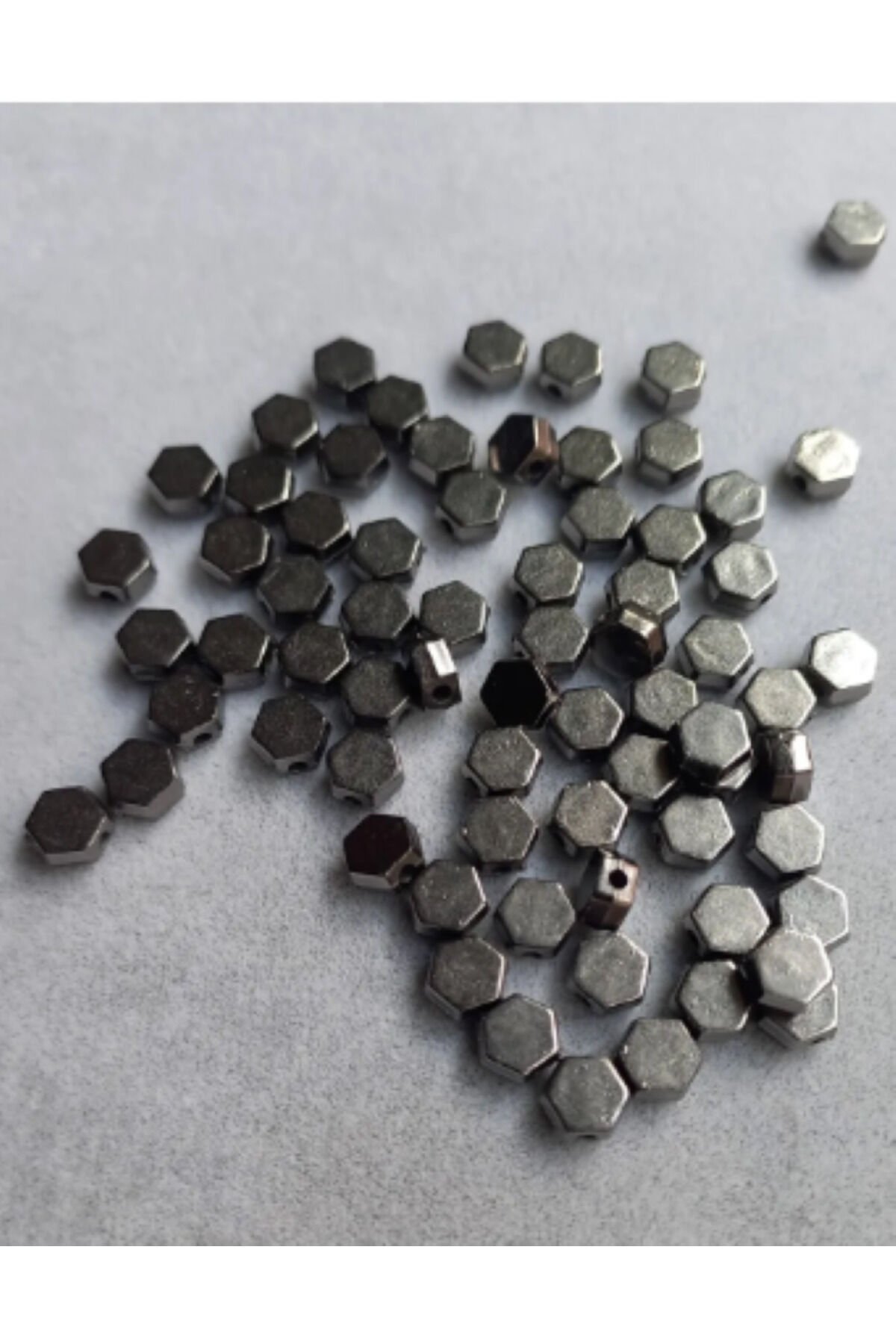 Metalize Basık Altıgen Kolye, bileklik, halhal Plastik Ara Aparatı 25gr 6mm No.2.