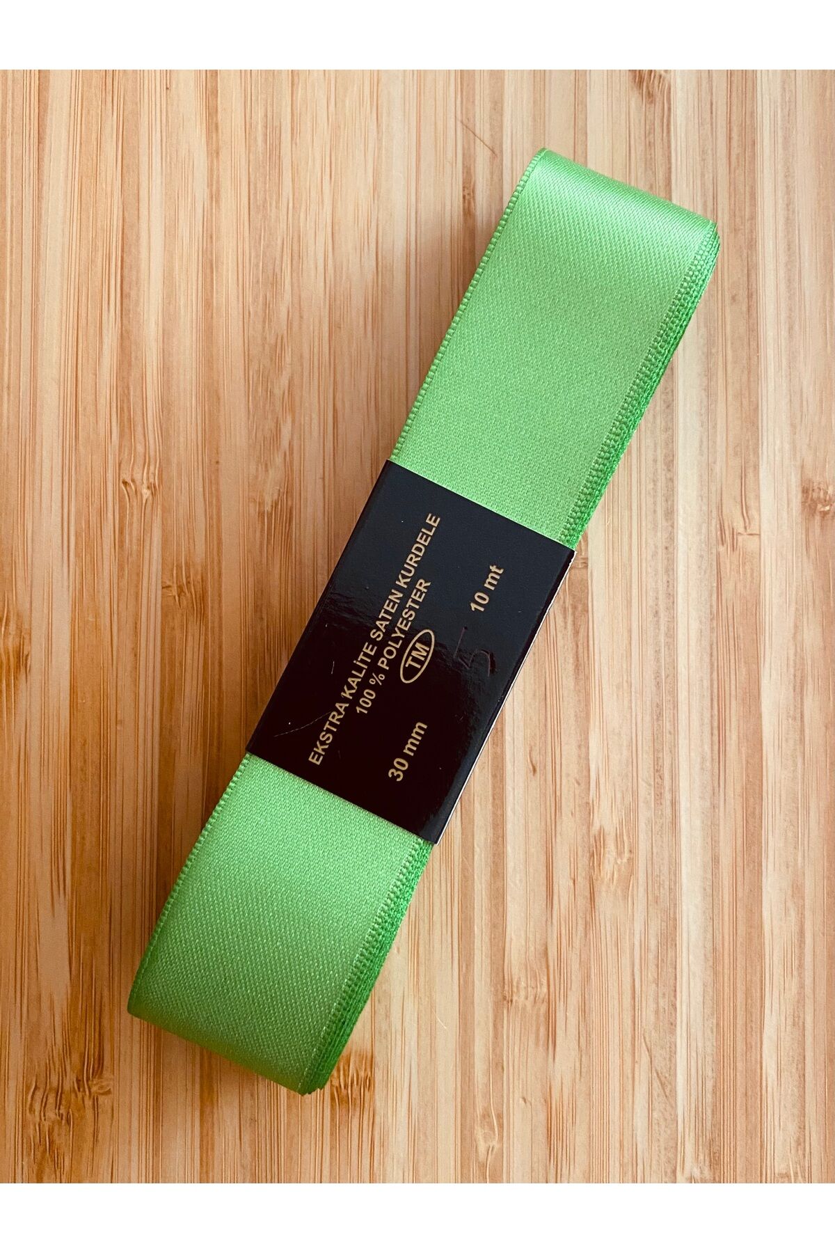 3cm x 10metre. Saten Kurdele.  Kurbağa Yeşili.