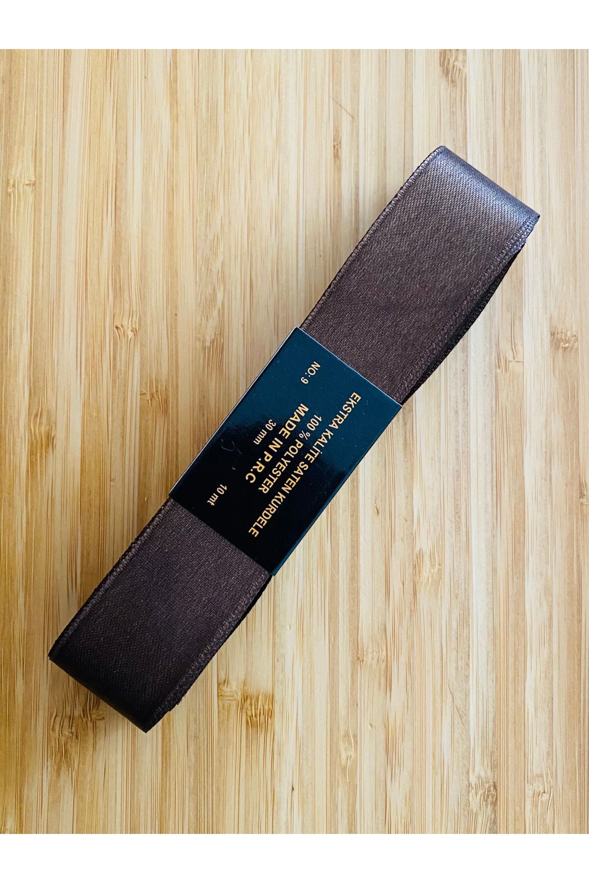 3cm x 10metre. Saten Kurdele. Kahverengi.