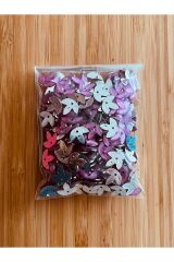 Üç Yapraklı Yonca. Oya, Abiye Ve El Işleme Taş Görünümlü Plastik Pul. Pembe. Paket Içi 300 Adet.