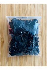 Üç Yapraklı Yonca. Oya, Abiye Ve El Işleme Taş Görünümlü Plastik Pul. Siyah. Paket Içi 300 Adet.