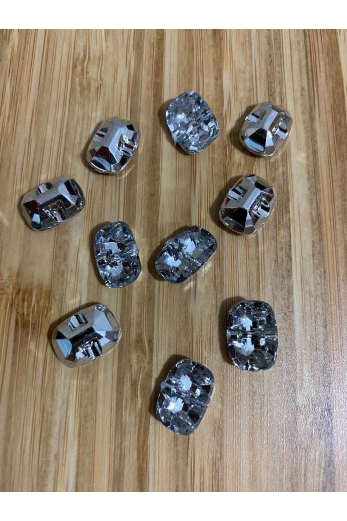 Metalize Taş Görünümlü Düğme 1x1.4cm. 10'lu Paket. No:6