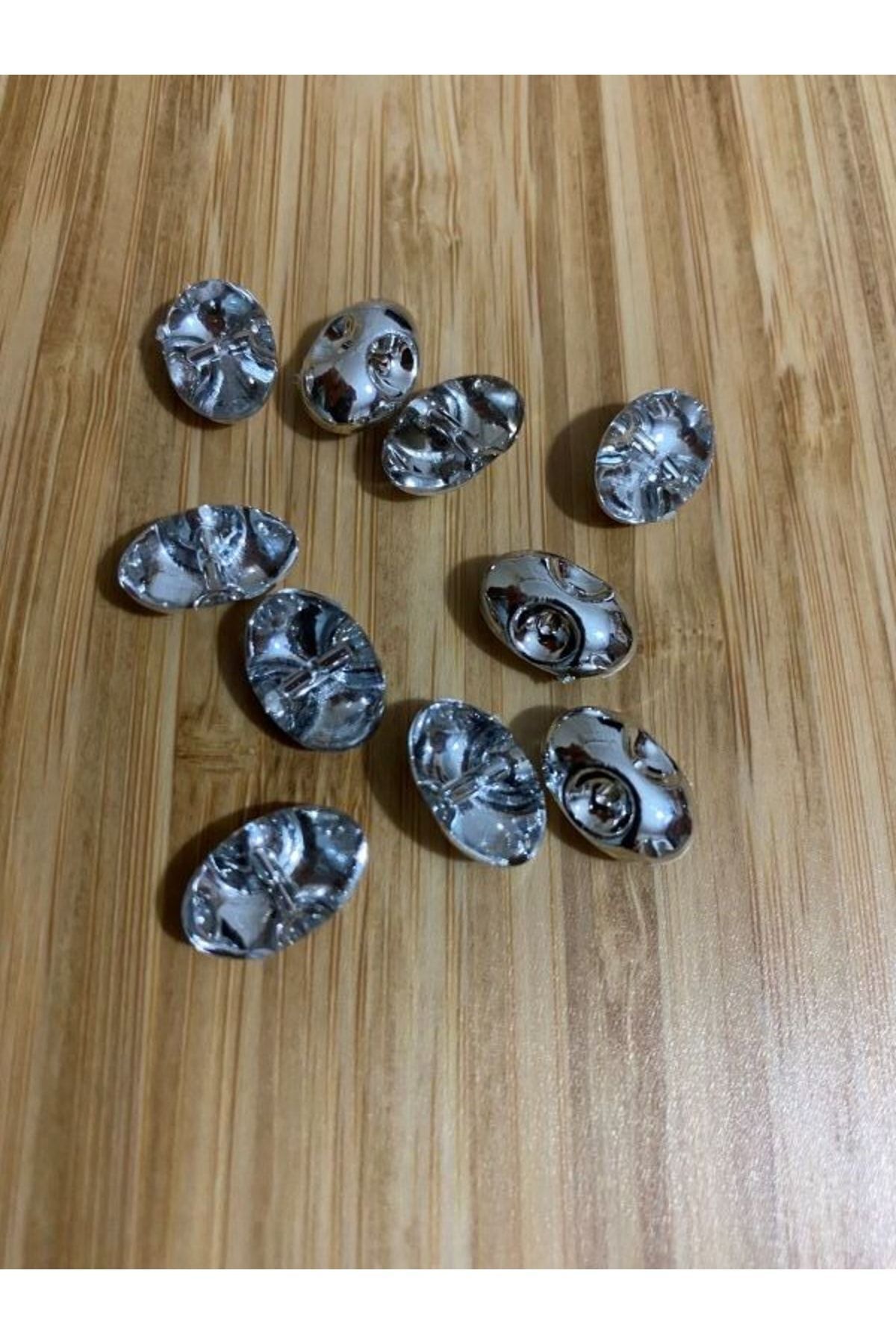 Metalize Taş Görünümlü Düğme 1x1.5cm. 10'lu Paket. No:10