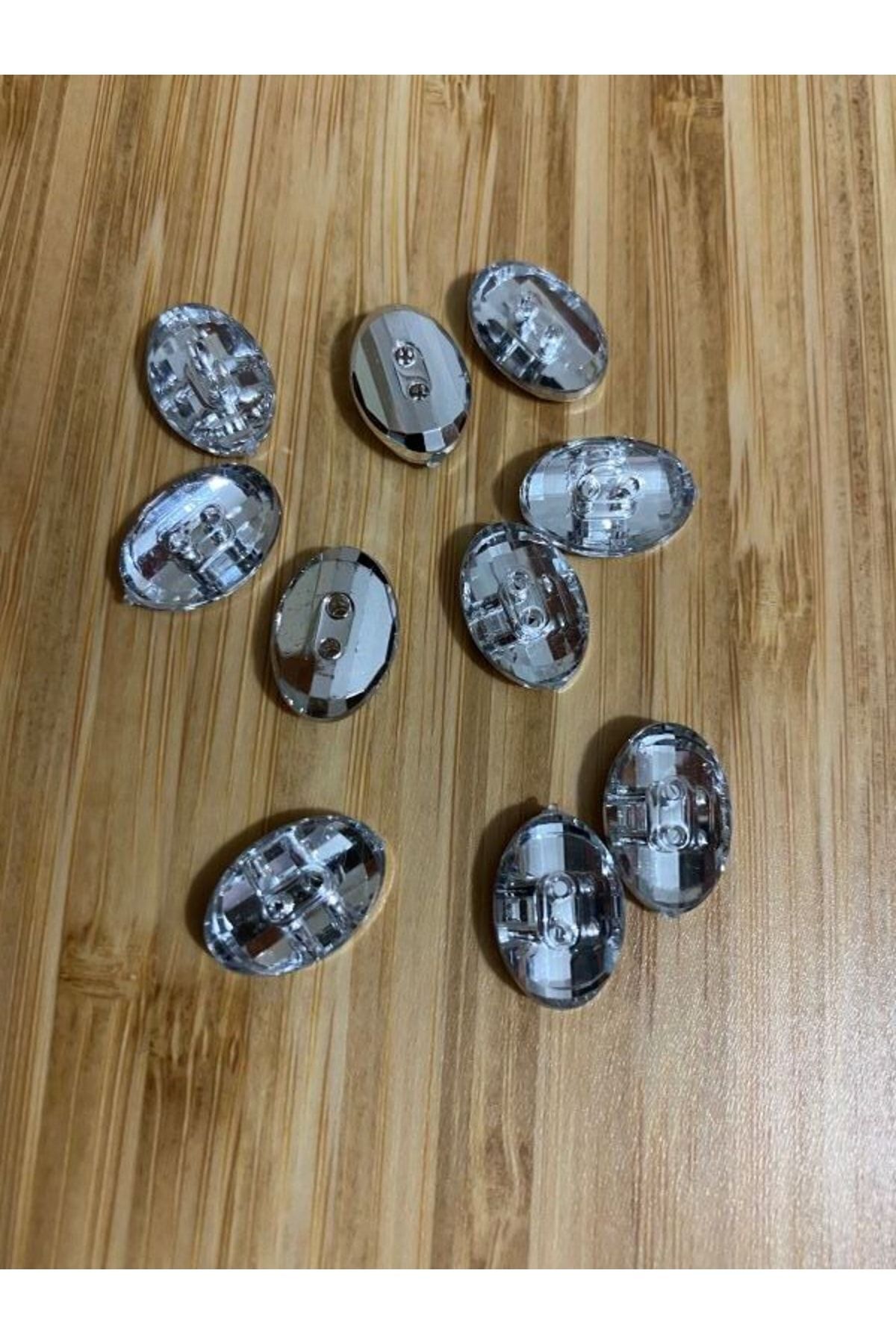 Metalize Taş Görünümlü Düğme 1x1.5cm. 10'lu Paket. No:3