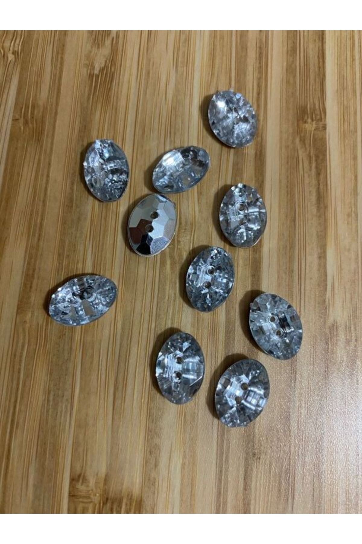 Metalize Taş Görünümlü Düğme 1x1.5cm. 10'lu Paket. No:5