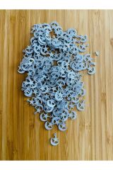 Öztürk Yıldızlı Hilal Küpe Simli Gümüş Pleksi Kalın Pul. 20gr