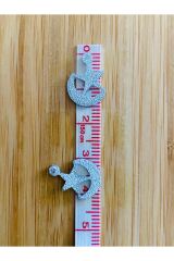 Öztürk Yıldızlı Hilal Küpe Simli Gümüş Pleksi Kalın Pul. 20gr