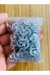 Öztürk Yıldızlı Hilal Küpe Simli Gümüş Pleksi Kalın Pul. 20gr