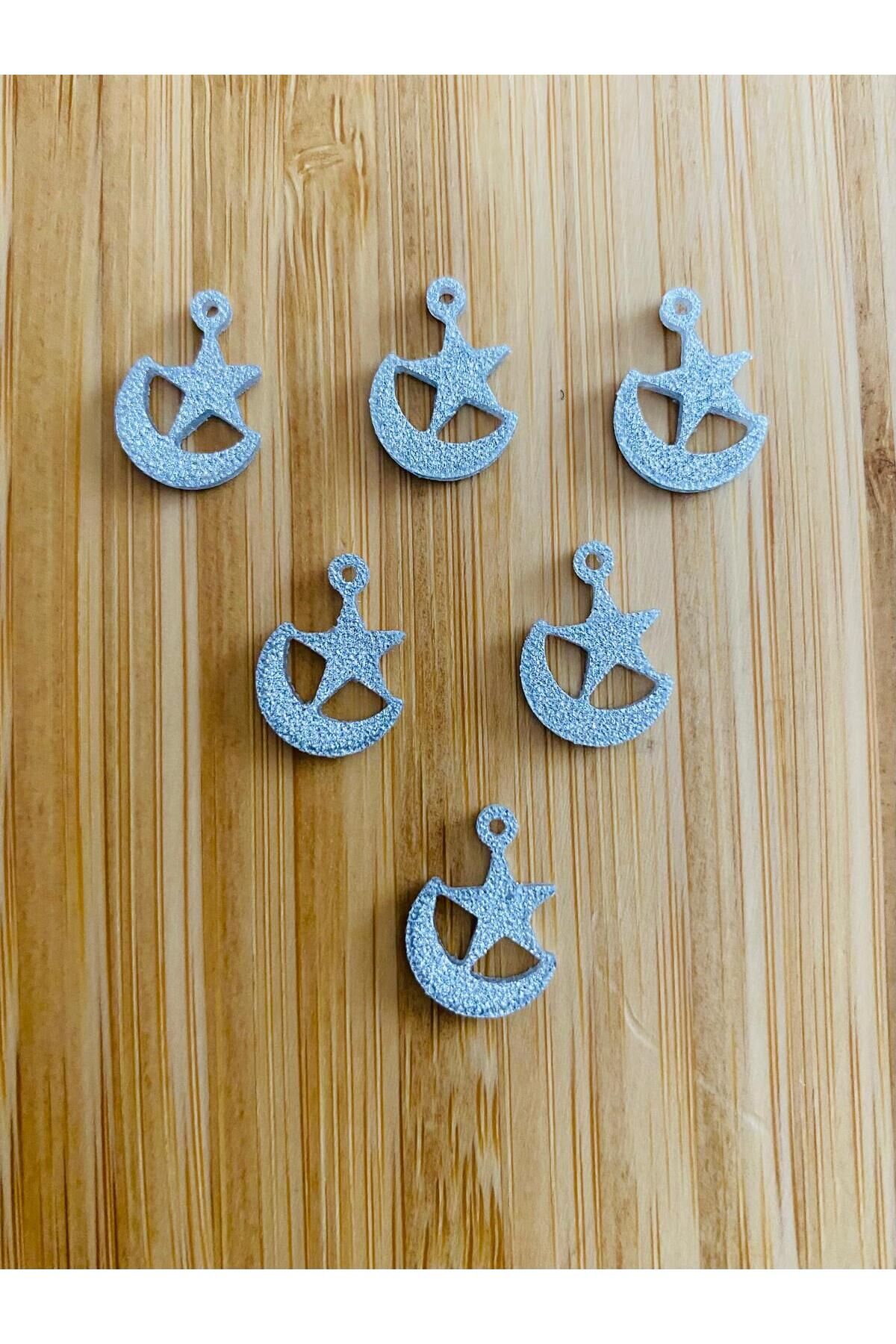 Öztürk Yıldızlı Hilal Küpe Simli Gümüş Pleksi Kalın Pul. 20gr