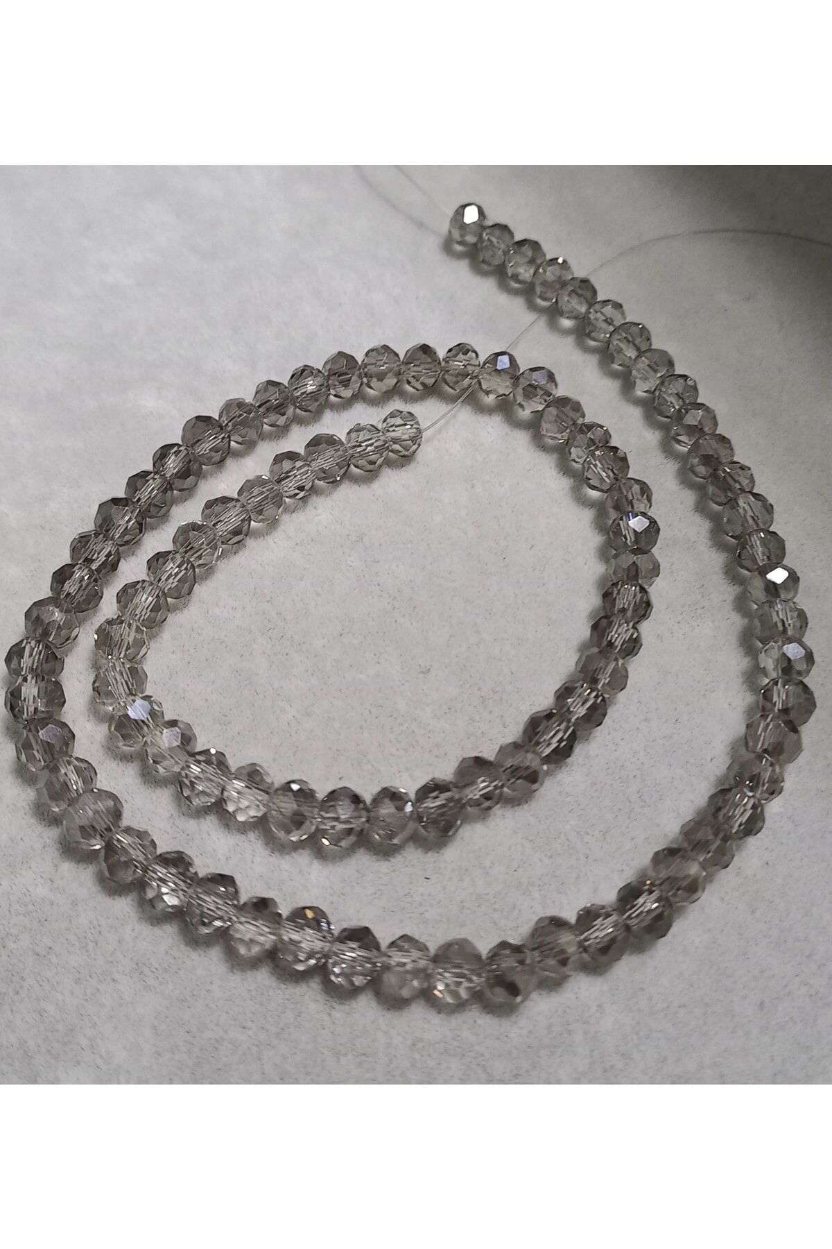 Gri Rengi Basık Kristal Boncuk 6mm 1dizi No.5