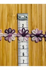 Ütü ile yapışan Papatya Dekoratif Şerit. 20mm. Renkli/Degrade. 85cm x 44 adet