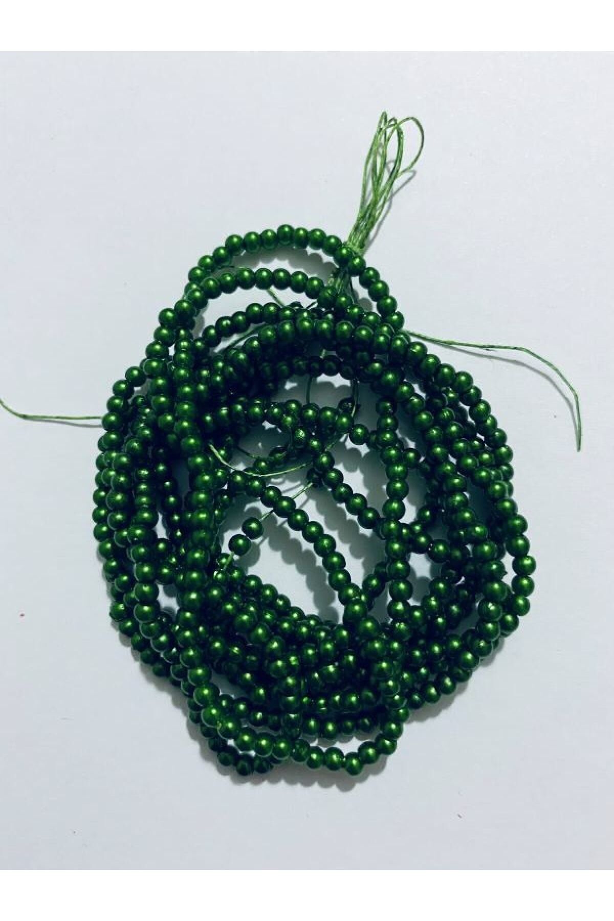 3mm Inci Boncuk 2'li Dizi. Renk: Çimen Yeşili. Takriben 620-640 Adet.