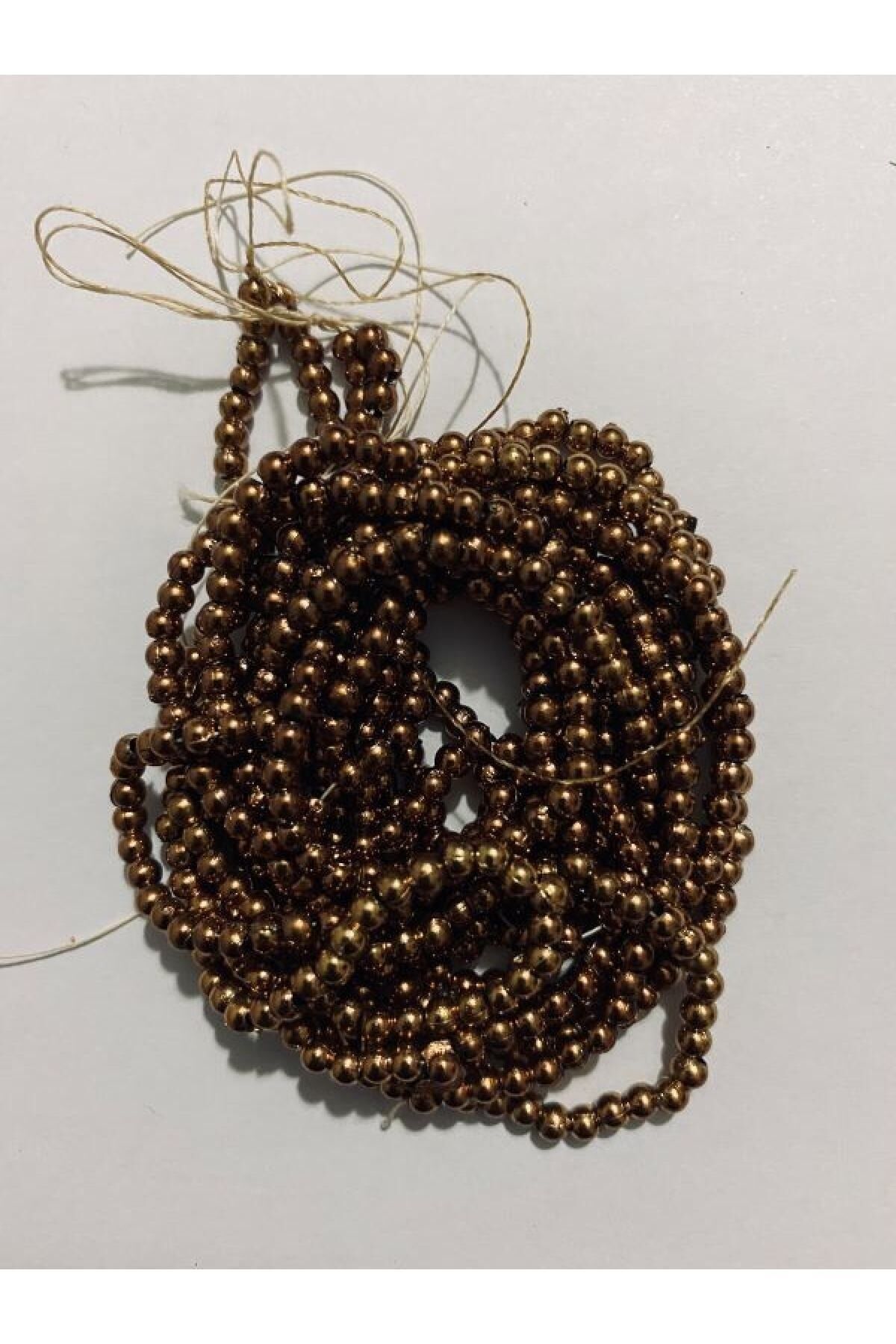 3mm Inci Boncuk 2'li Dizi. Renk: Metalik Kahve. Takriben 620-640 Adet.