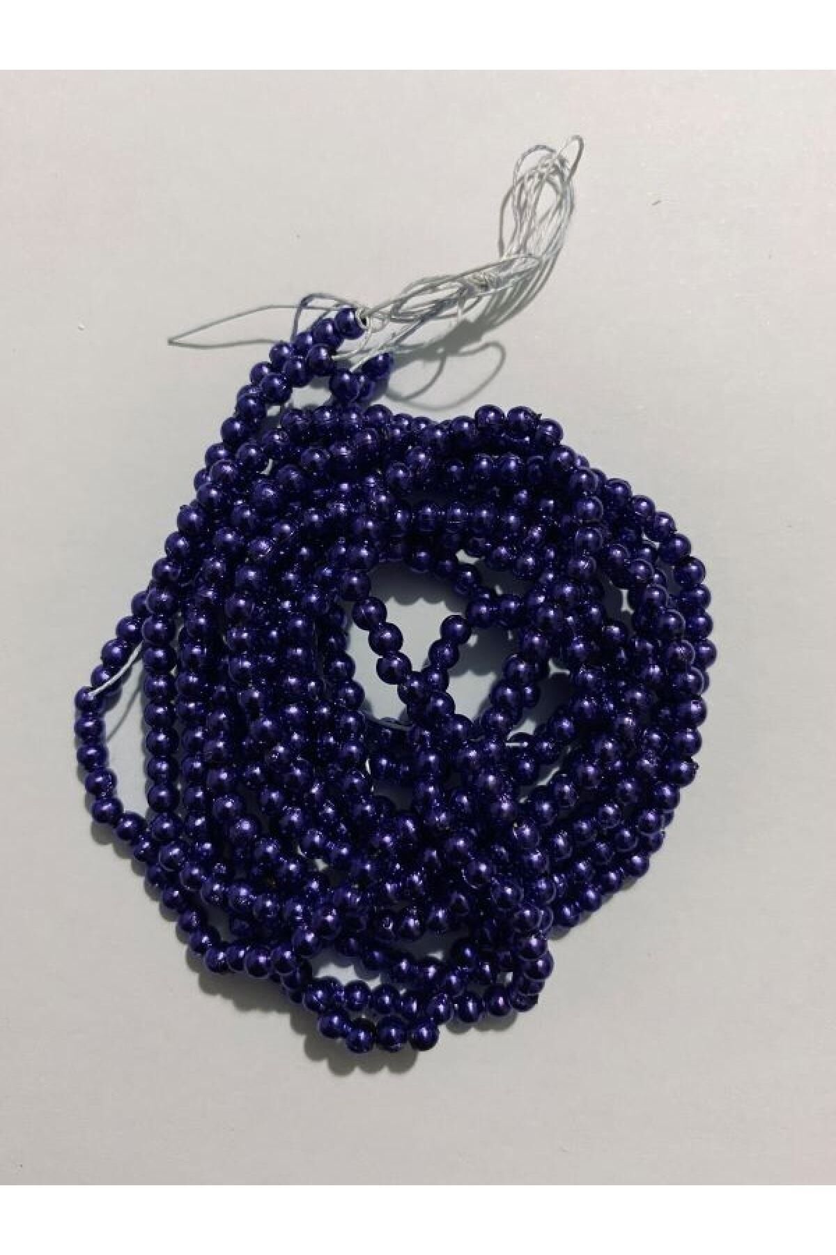 3mm Inci Boncuk 2'li Dizi. Renk: Metalik Parliament. Takriben 620-640 Adet.