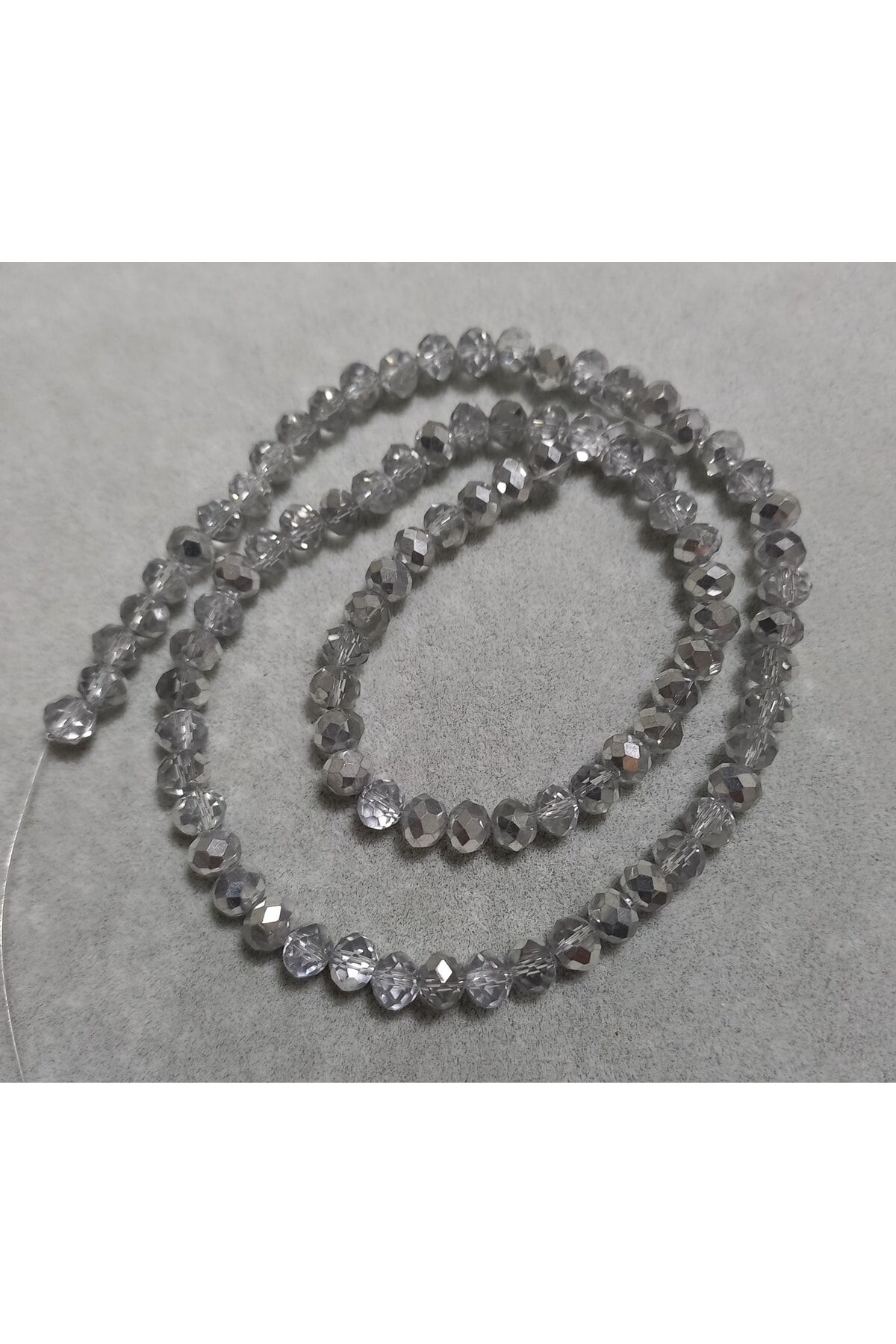 Gümüş Rengi Basık Kristal Boncuk 6mm 1dizi No.7